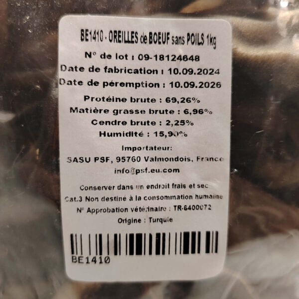 Oreilles de bœuf sans poils