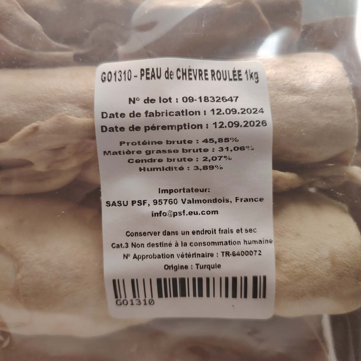 Peau de chèvre roulée