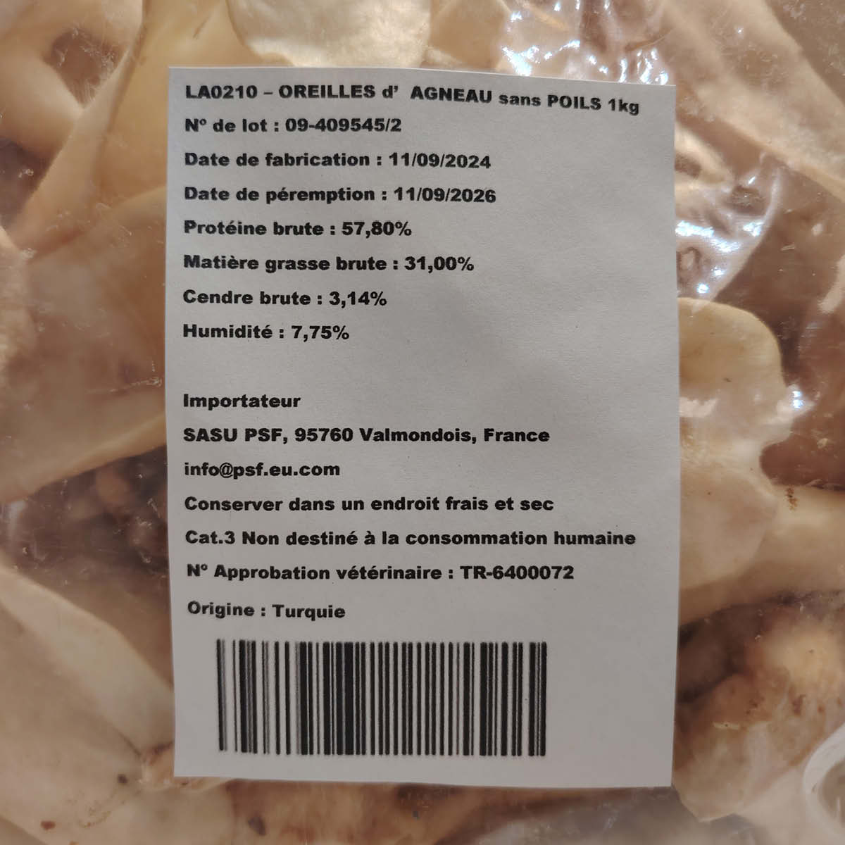 Oreilles d'agneau sans poils