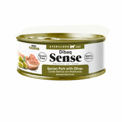Dibaq Sense Alimentation Humide pour Chat Stérilisé - Porc Bérique avec des olives 70g