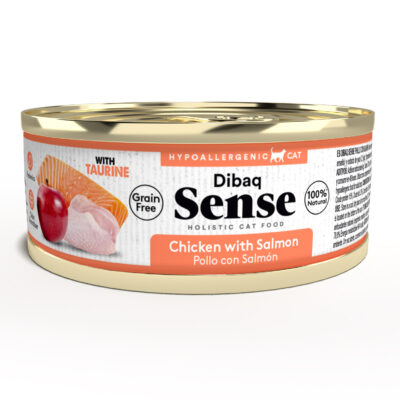 Dibaq Sense Alimentation Humide pour Chat - Poulet avec Saumon et aux Pommes 70g
