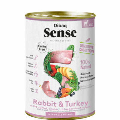 Dibaq Sense Alimentation Humide pour Chien - Lapin&Dinde 380g