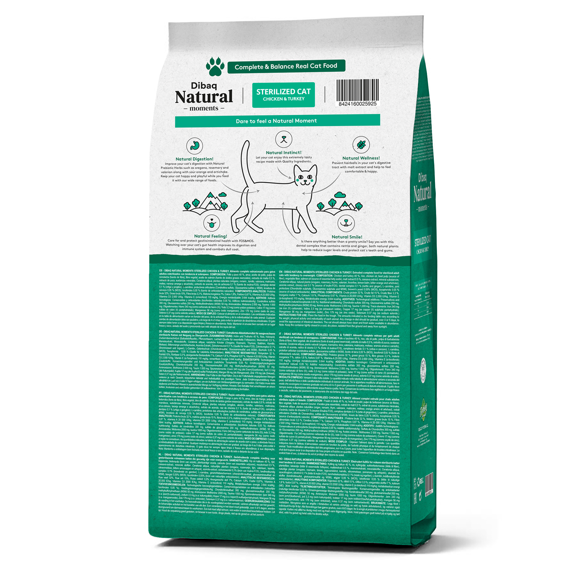Dibaq Natural Moments Cat Sterilized Chicken & Turkey Trasera