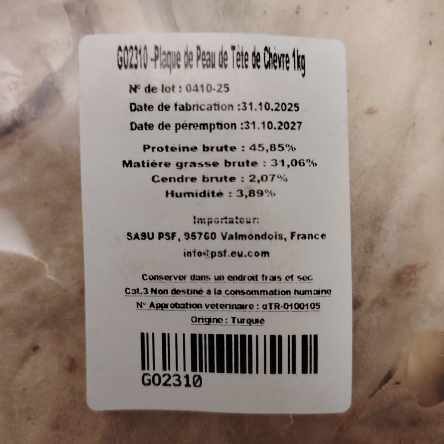 Plaque de Peau de Tête de Chèvre
