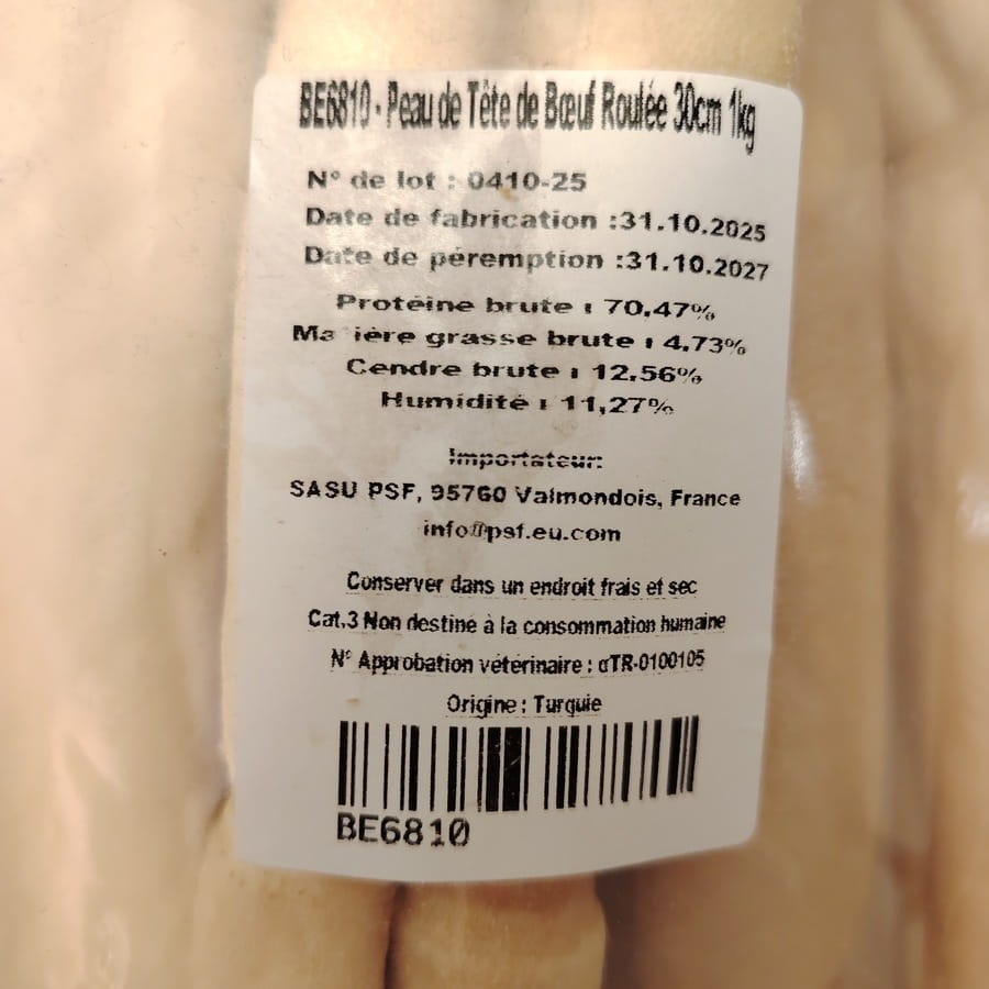 Peau de Tête de Bœuf Roulée 30cm