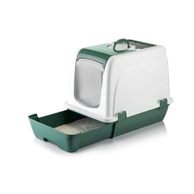 Maison de Toilette Fermée pour Chat avec Tiroir Extractible, Filtre Anti-Odeurs et Grille Anti-Dispersion